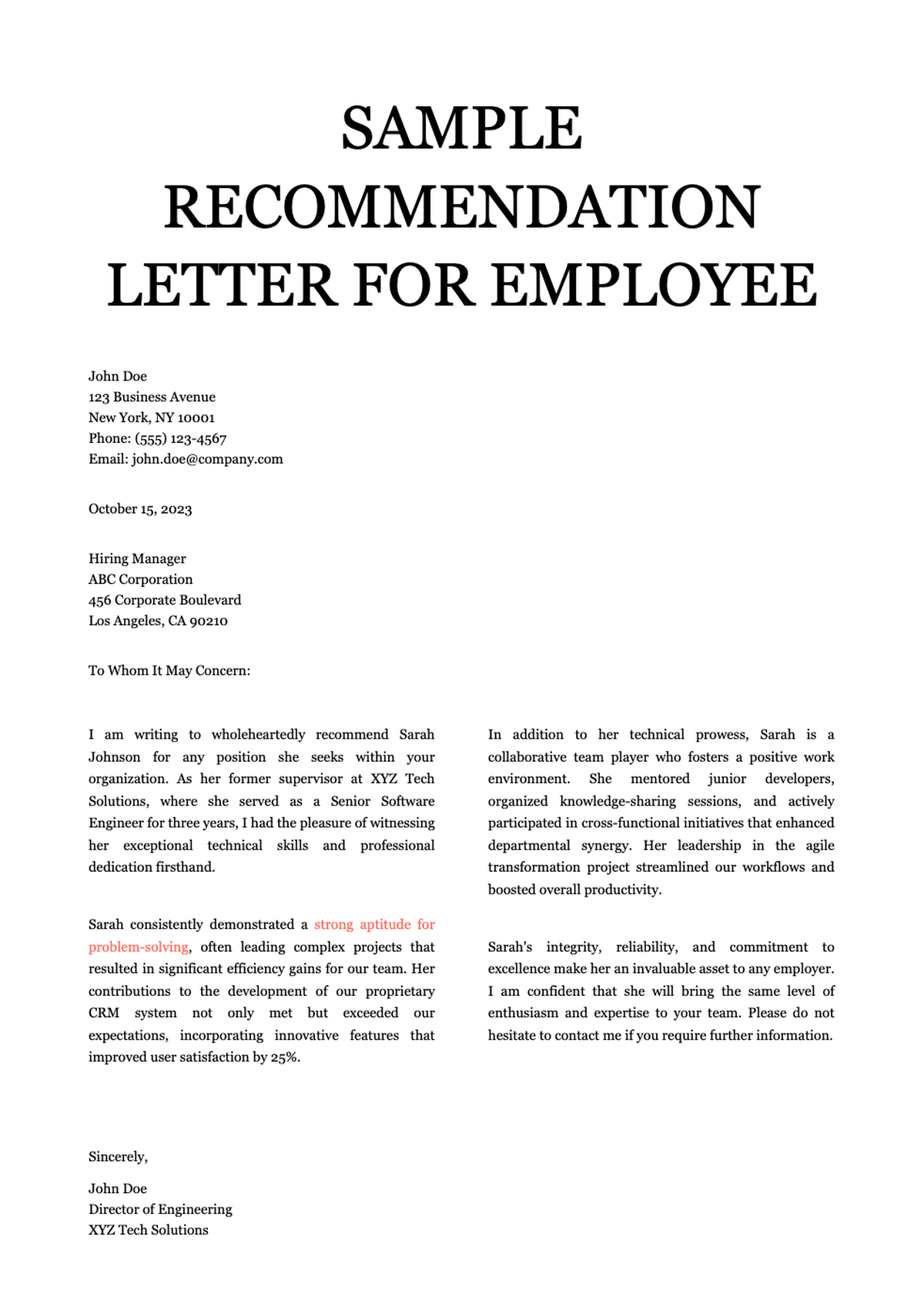 Sample employee recommendation letter with colorful geometric design_variant_3